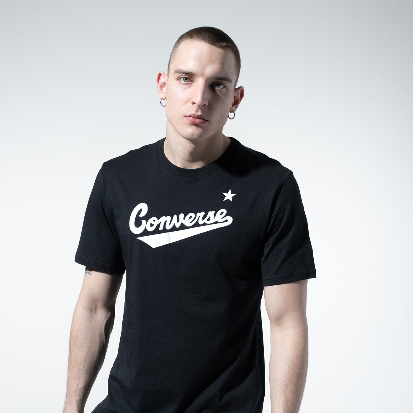 Мъжка тениска CONVERSE ТЕНИСКА CENTER FRONT LOGO TEE 10018235-a01 цвят черен