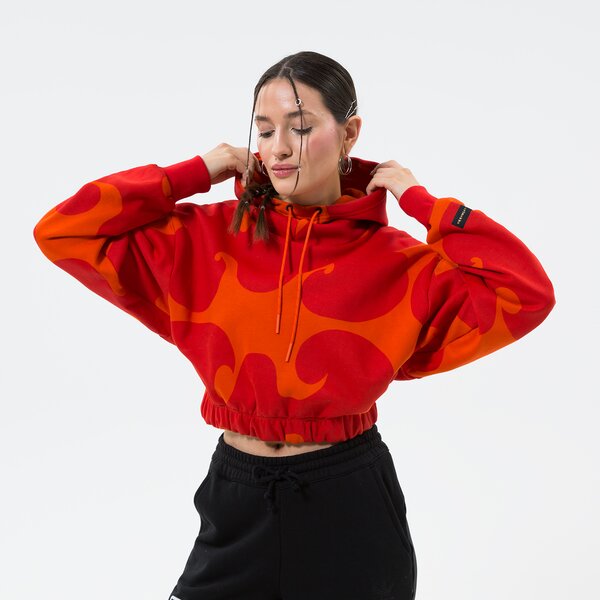 Дамски суичър ADIDAS СУИТЧЪР С КАЧУЛКА MMK CROP HOODIE CORANG hj7306 цвят коралов