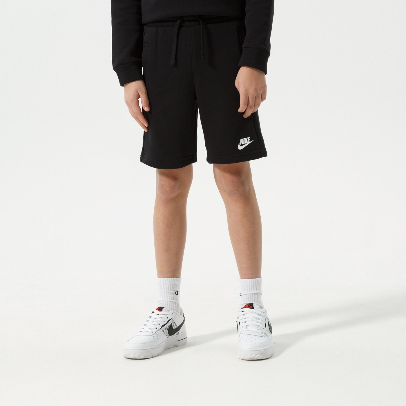 Детска тениска NIKE КОМПЛЕКТ K NSW FT CREW/SHORT TS BOY do6789-010 цвят черен