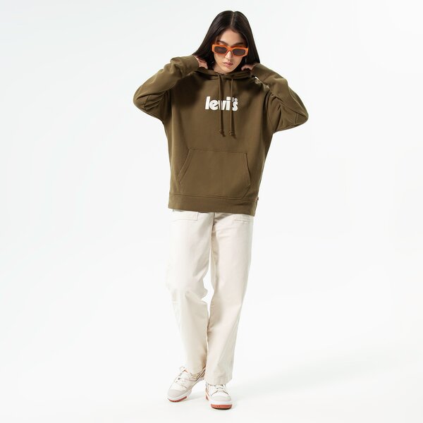Дамски суичър LEVI'S СУИТЧЪР С КАЧУЛКА GRAPHIC STANDARD HOODIE 18487-0165 цвят каки