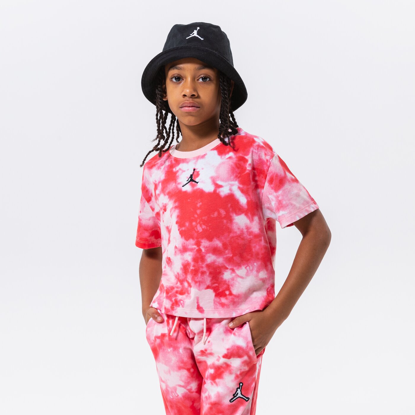 Детска тениска JORDAN ТЕНИСКА ESSENTIALS SMOKE DYE TEE GIRL 45b328-x24 цвят розов