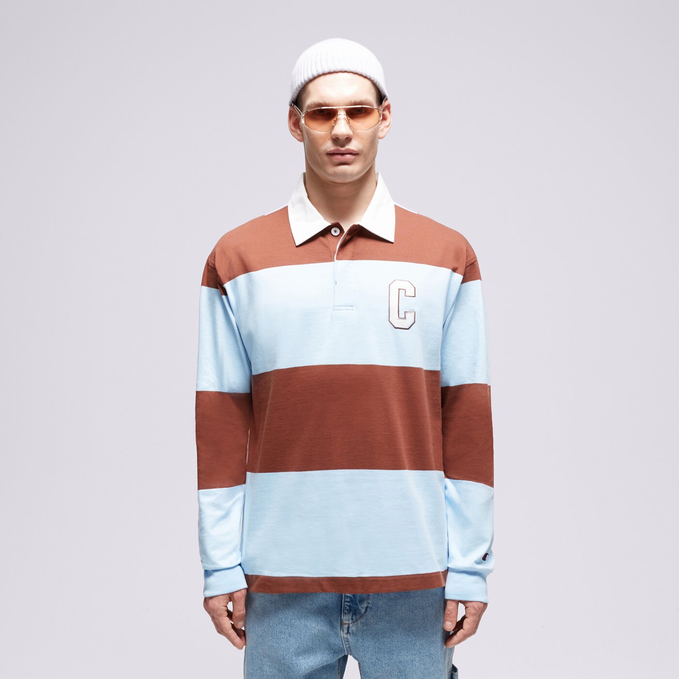 Мъжка тениска CHAMPION ТЕНИСКА STRIPED ТЕНИСКА ТИП ПОЛО 219181bs151 цвят кафяв