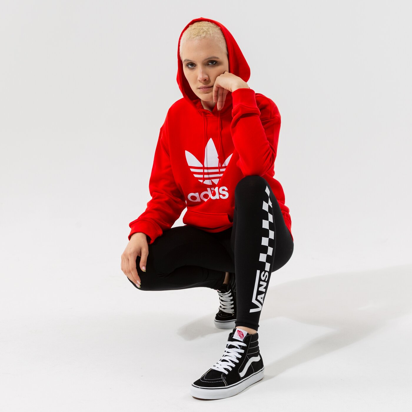 Дамски суичър ADIDAS СУИТЧЪР С КАЧУЛКА TRF HOODIE h33588 цвят червен
