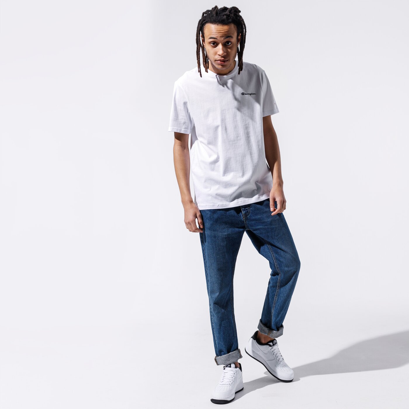 Мъжка тениска CHAMPION ТЕНИСКА BASIC TEE 214534ww001 цвят бял