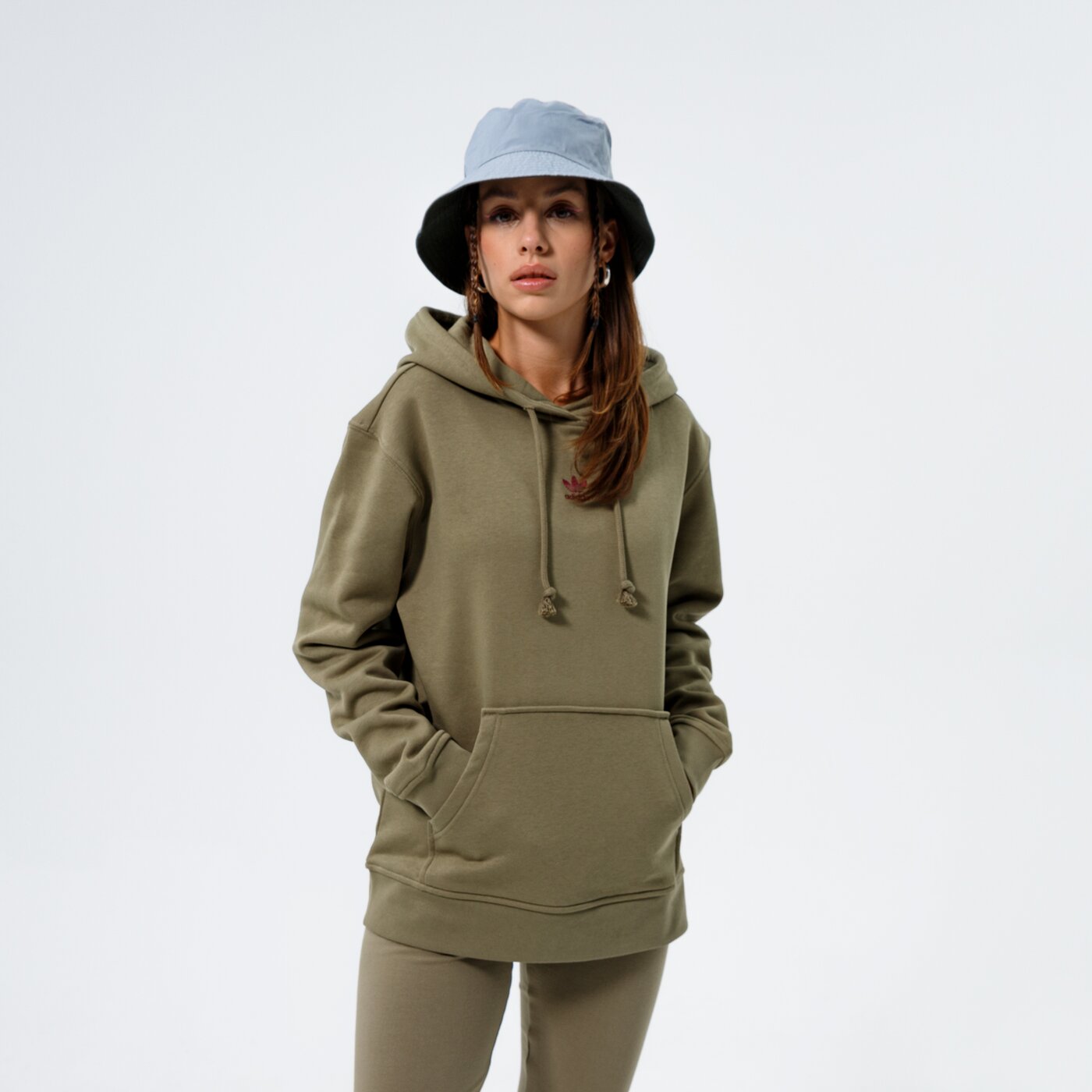 Дамски суичър ADIDAS СУИТЧЪР С КАЧУЛКА HOODIE h34727 цвят каки