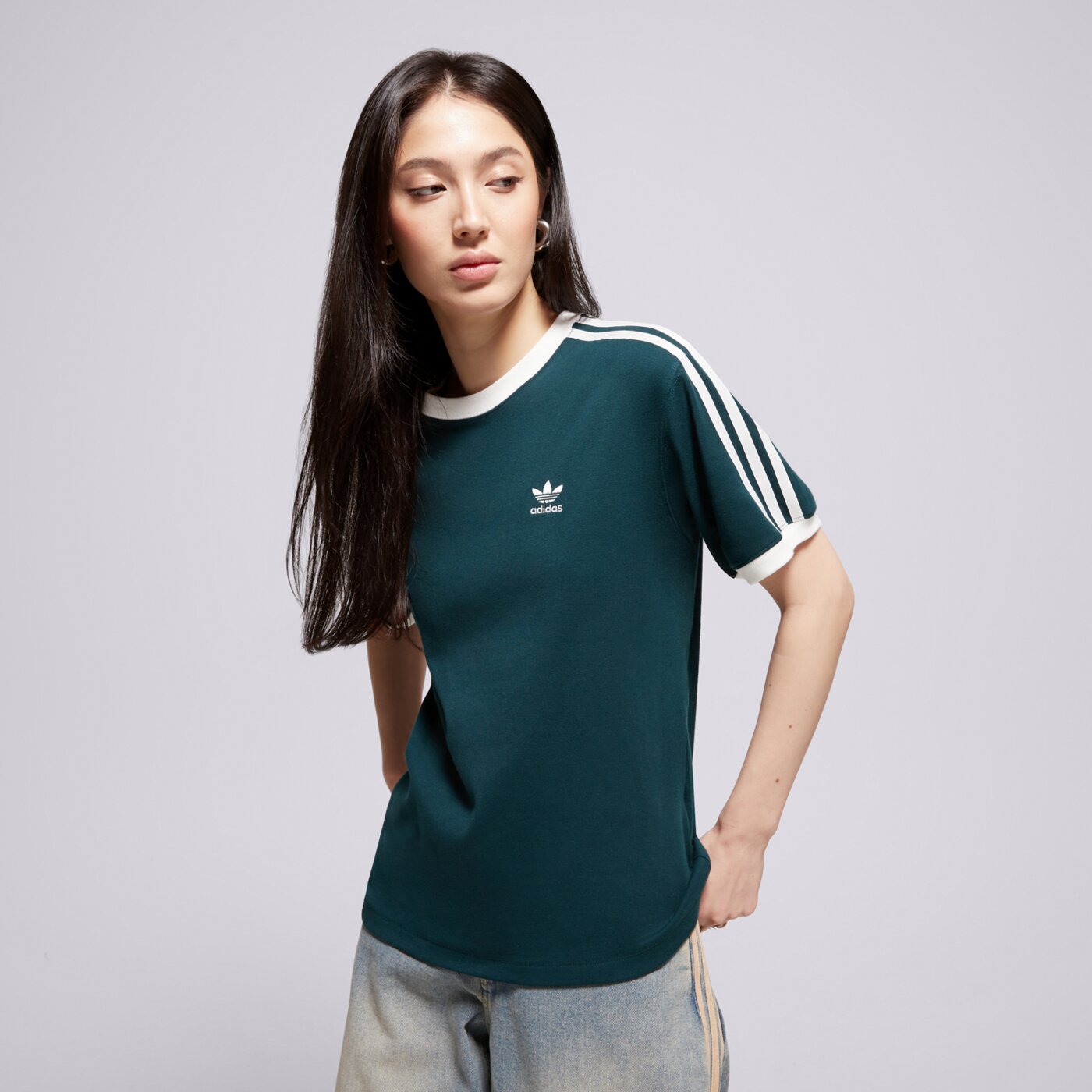 Дамска тениска ADIDAS ТЕНИСКА 3 STRIPE TEE jy4855 цвят зелен