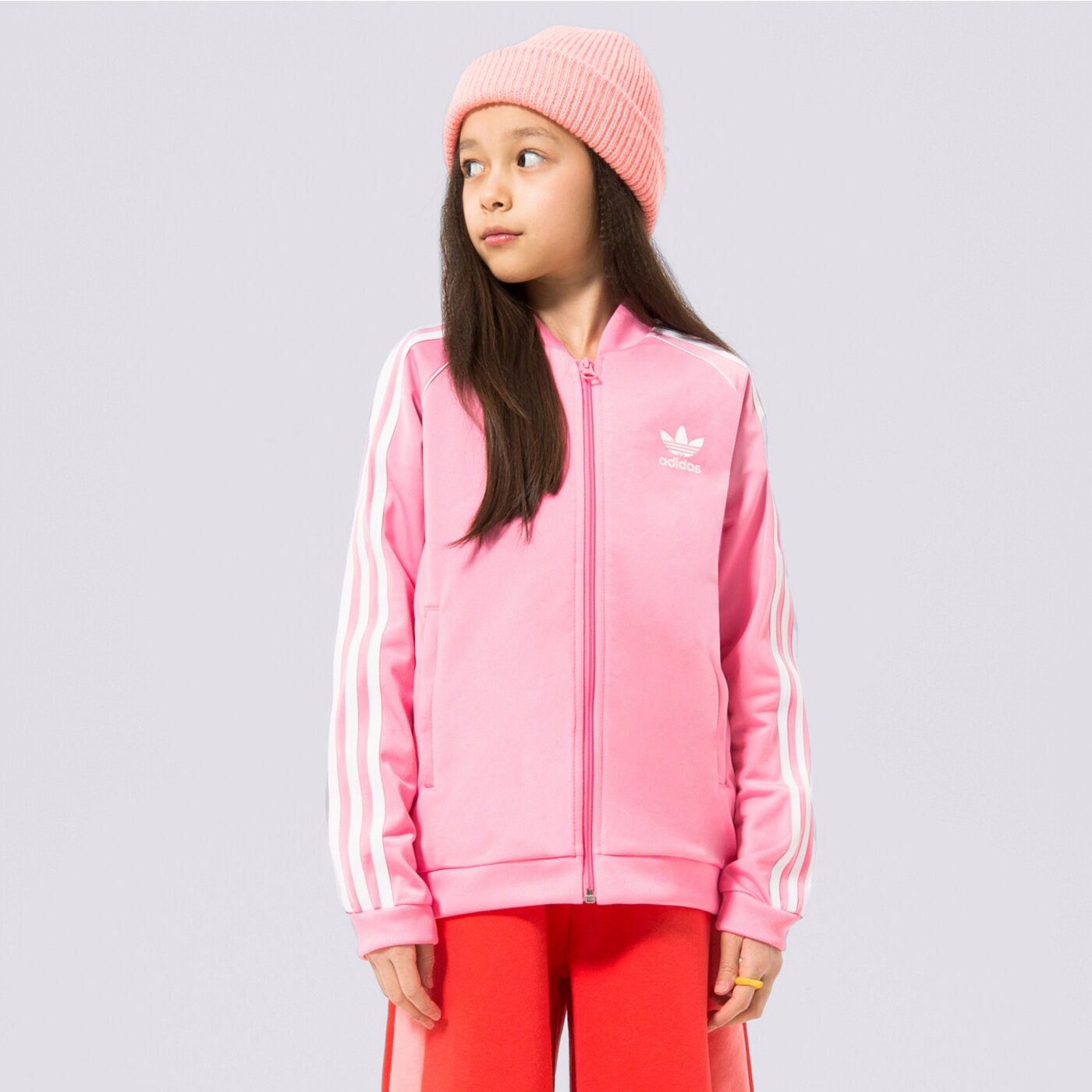 Детски суичър ADIDAS СУИТЧЪР СЪС ЗАКОПЧАВАНЕ SST TRACK ТОП GIRL hk0299 цвят розов