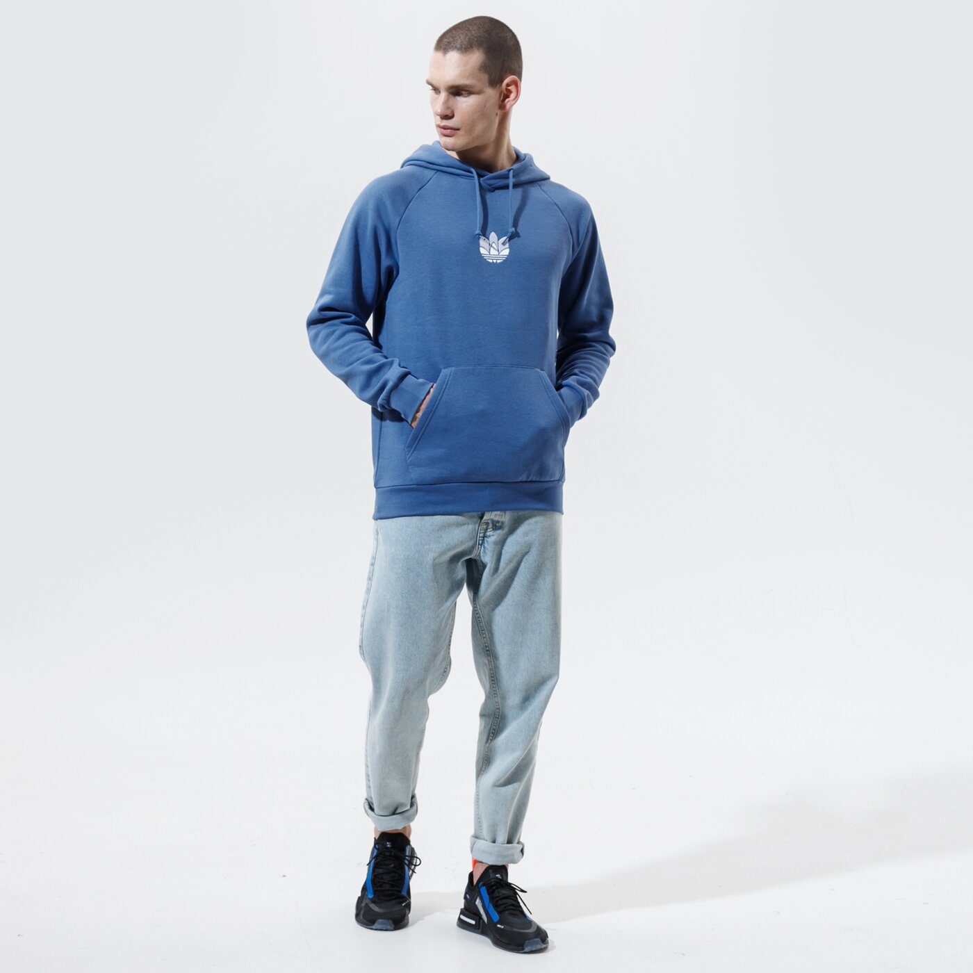 Мъжки суичър ADIDAS СУИТЧЪР С КАЧУЛКА 3D TREFOIL HOOD gn3553 цвят син