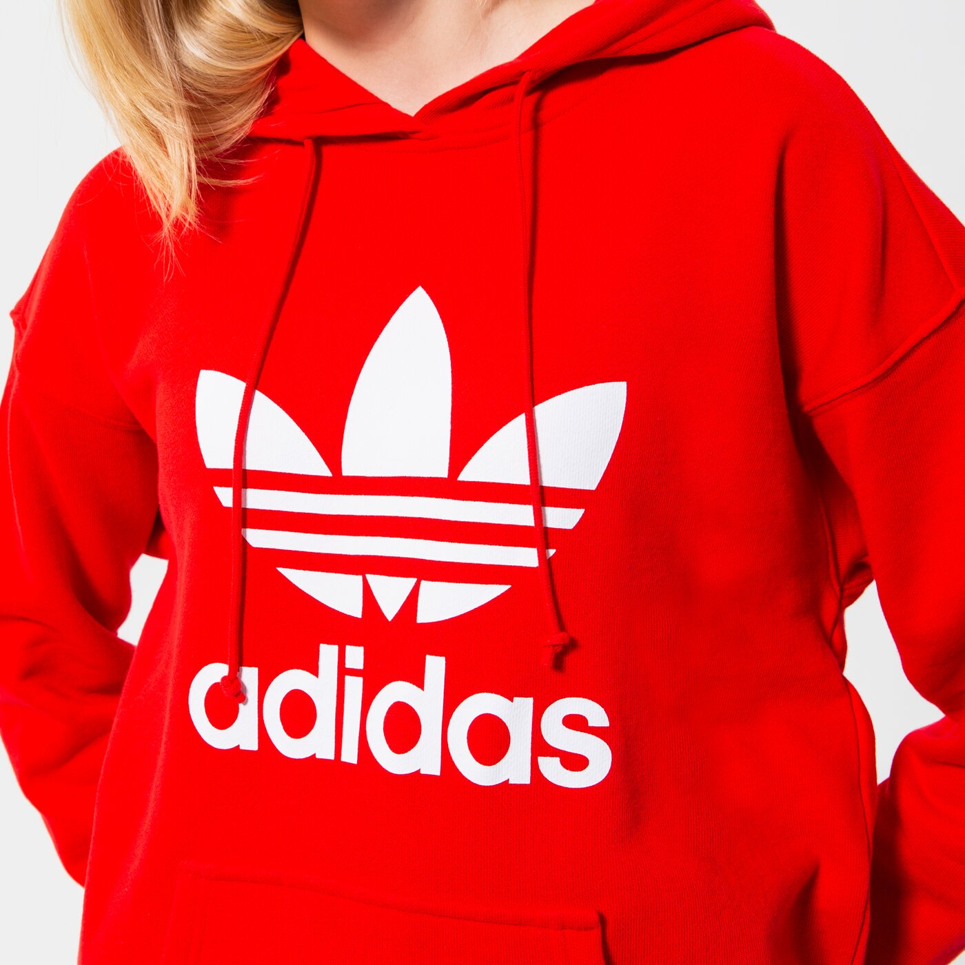 Дамски суичър ADIDAS СУИТЧЪР С КАЧУЛКА TRF HOODIE he6953 цвят червен