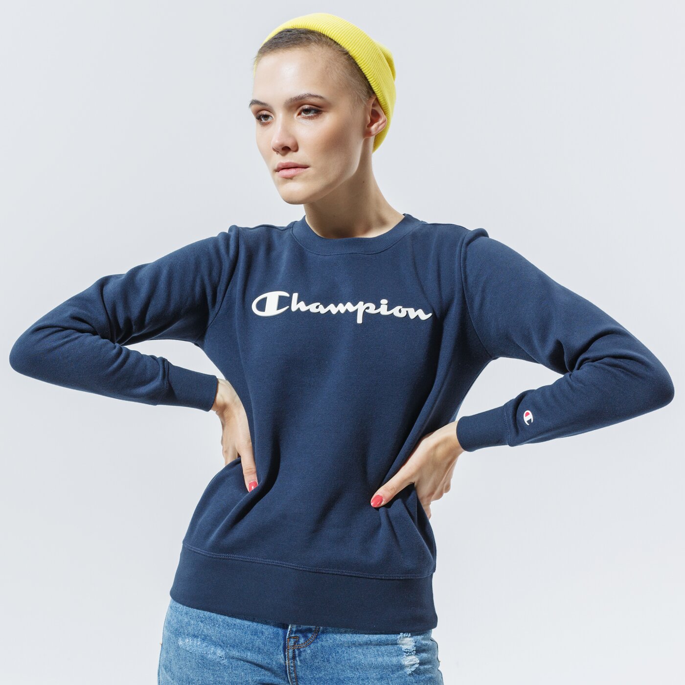 Дамски суичър CHAMPION СУИТЧЪР CREWNECK SWEATSHIRT 113210bs501 цвят тъмносин
