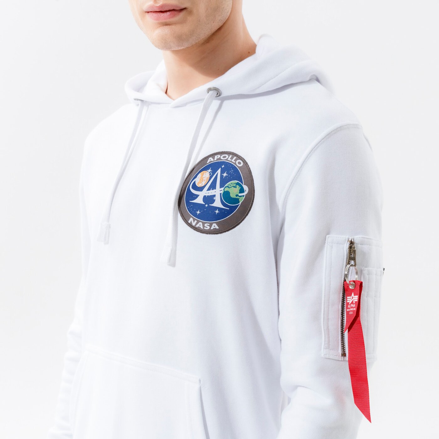 Мъжки суичър ALPHA INDUSTRIES СУИТЧЪР С КАЧУЛКА APOLLO MISSION HOODY 10633809 цвят бял