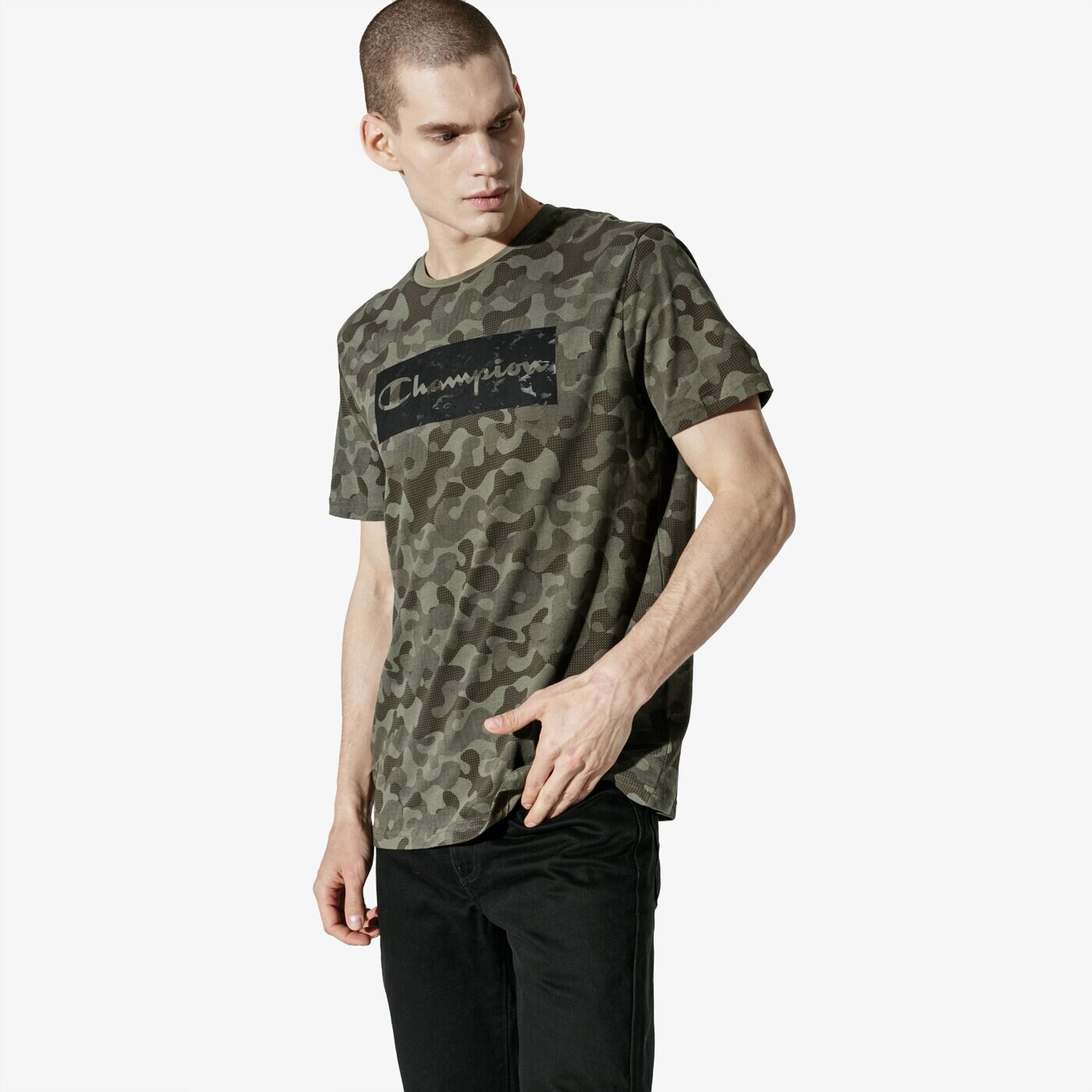 Мъжка тениска CHAMPION ТЕНИСКА SS PRINTED ТЕНИСКА chz191183-001 цвят зелен