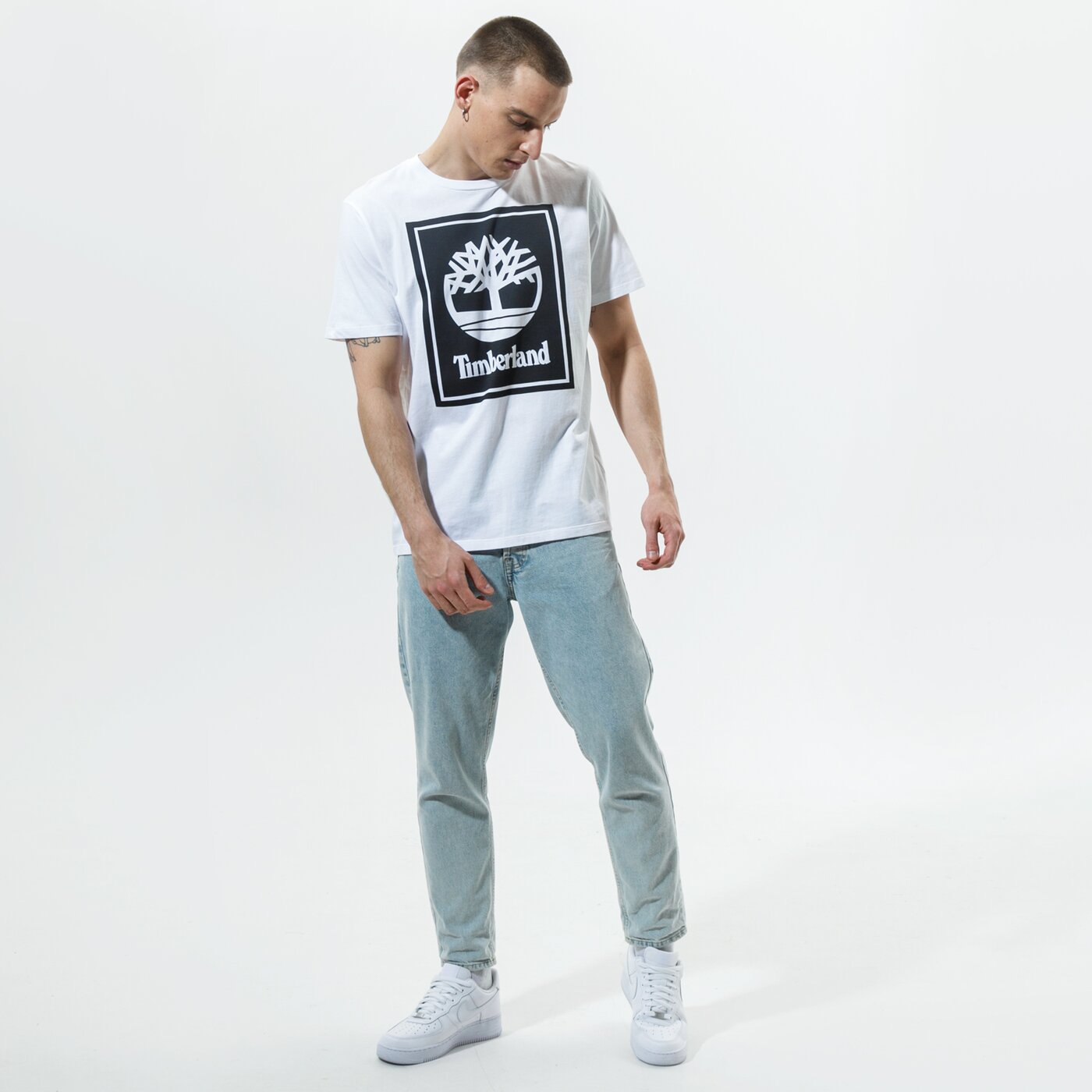 Мъжка тениска TIMBERLAND ТЕНИСКА YC CORE+ STACK LOGO TEE tb0a2aj1p541 цвят бял