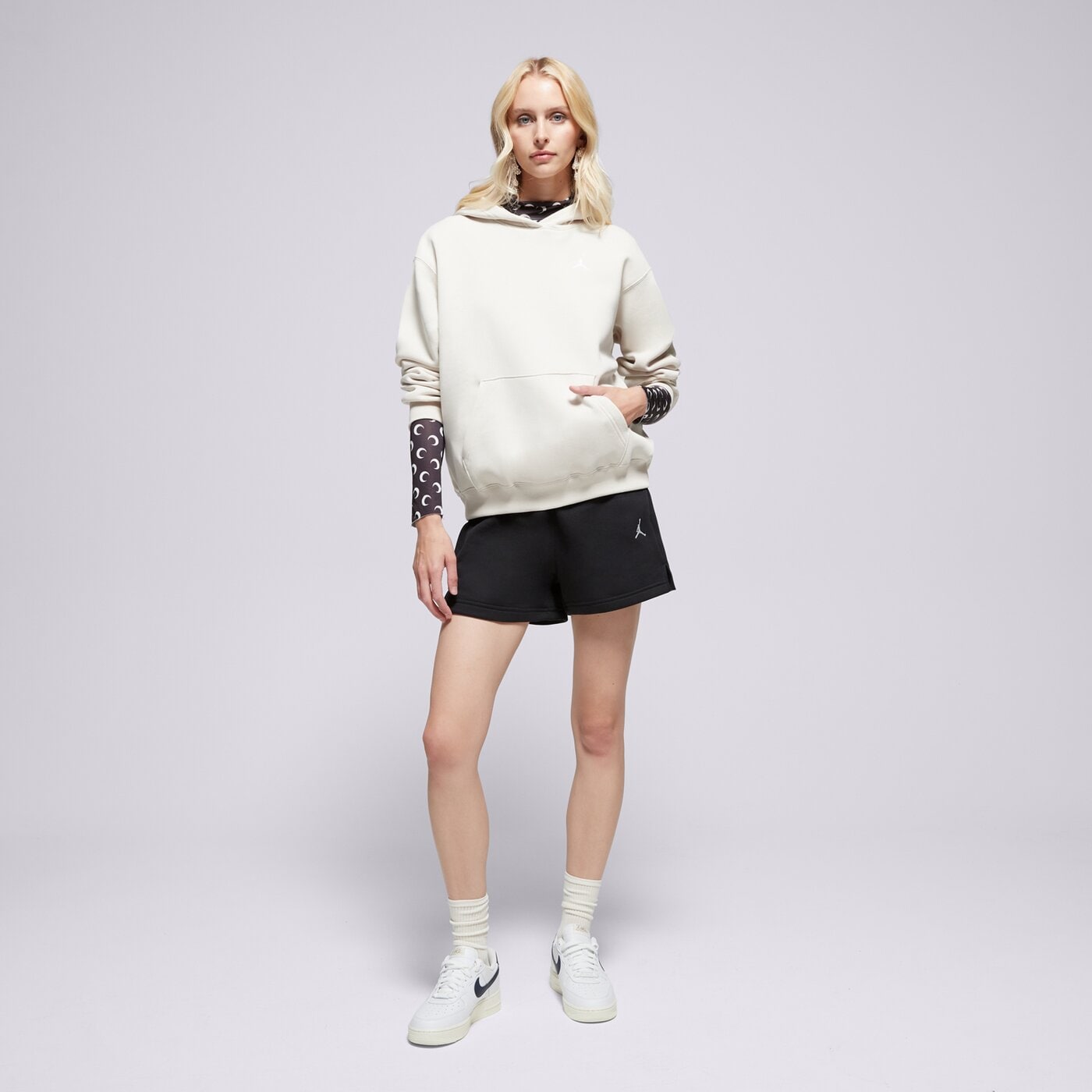 Дамски суичър JORDAN СУИТЧЪР С КАЧУЛКА W J BRK FLC PO 24 fv7071-104 цвят бежов