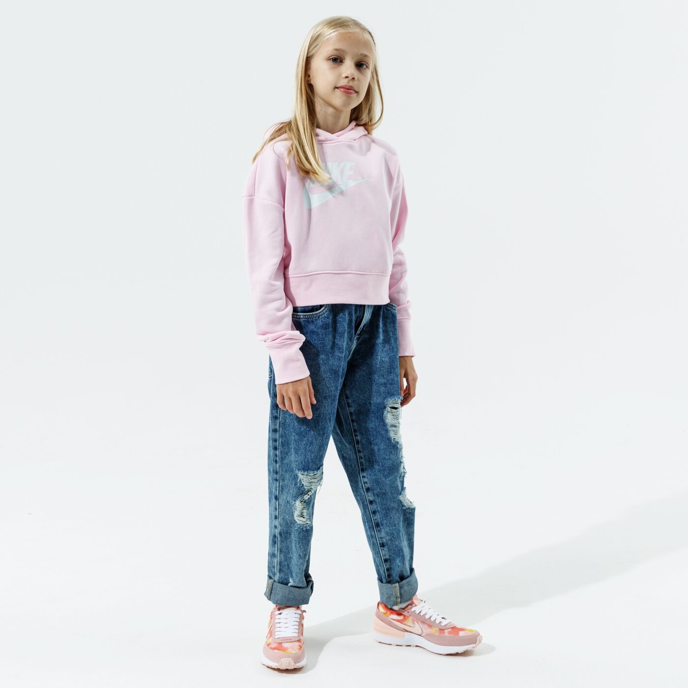 Детски суичър NIKE СУИТЧЪР С КАЧУЛКА SPORTSWEAR CLUB GIRL dc7210-663 цвят розов