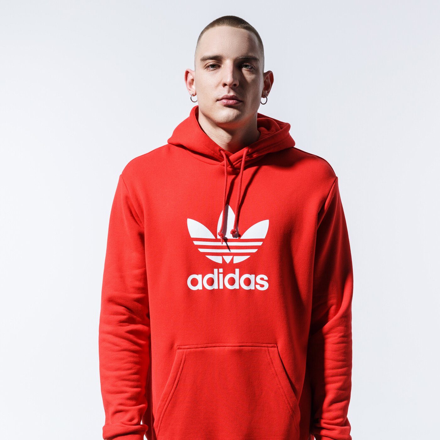 Мъжки суичър ADIDAS СУИТЧЪР С КАЧУЛКА TREFOIL HOODIE fm3783 цвят червен