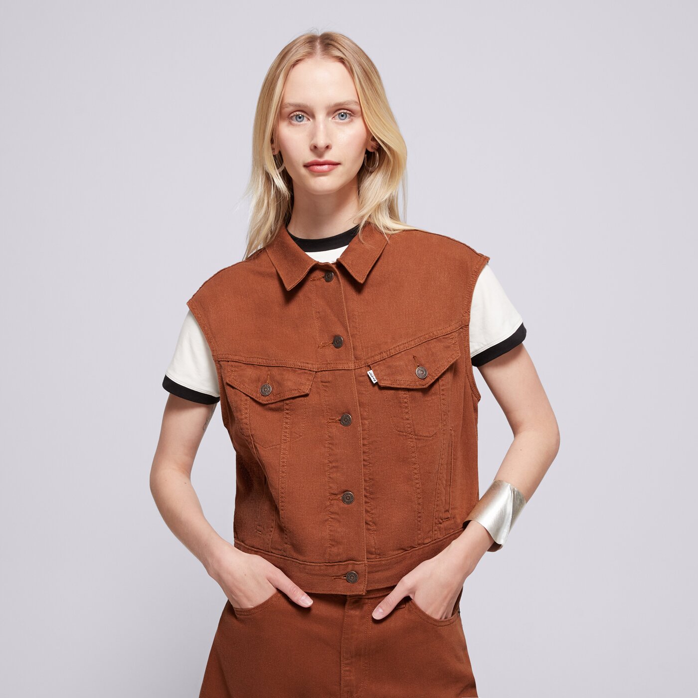  LEVI'S ЕЛЕК SHRUNKEN 90S VEST 001w2-0003 цвят кафяв