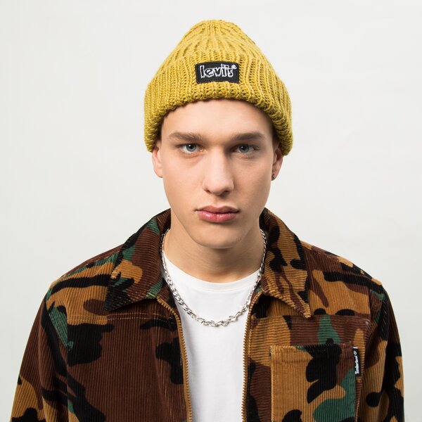 Дамска зимна шапка LEVI'S ШАПКА CHUNKY BEANIE d7257-0006 цвят жълт