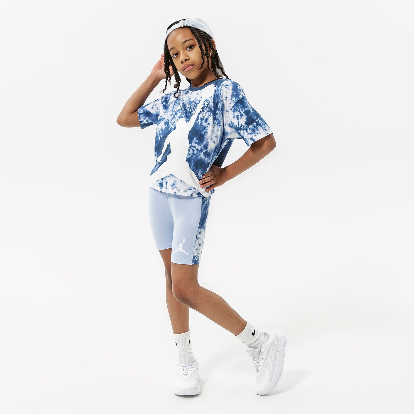  JORDAN ШОРТИ CLOUD DYE BLOCKED BIKE SHORT GIRL 45b519-c8h цвят син