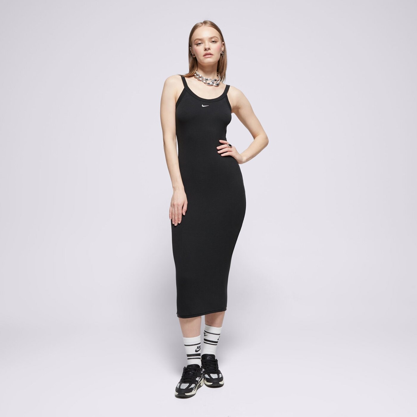 Дамски NIKE РОКЛЯ W NSW NK CHLL KNT MRIB TNK DRS hj0710-010 цвят черен