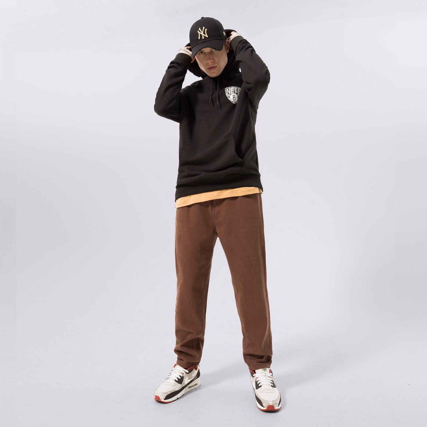 Мъжки суичър NEW ERA СУИТЧЪР С КАЧУЛКА INFILL TEAM LOGO NETS BROOKLYN NET 60332148 цвят черен