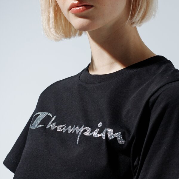Дамска тениска CHAMPION ТЕНИСКА LADY SHINE LOGO TEE 113863kk001 цвят черен