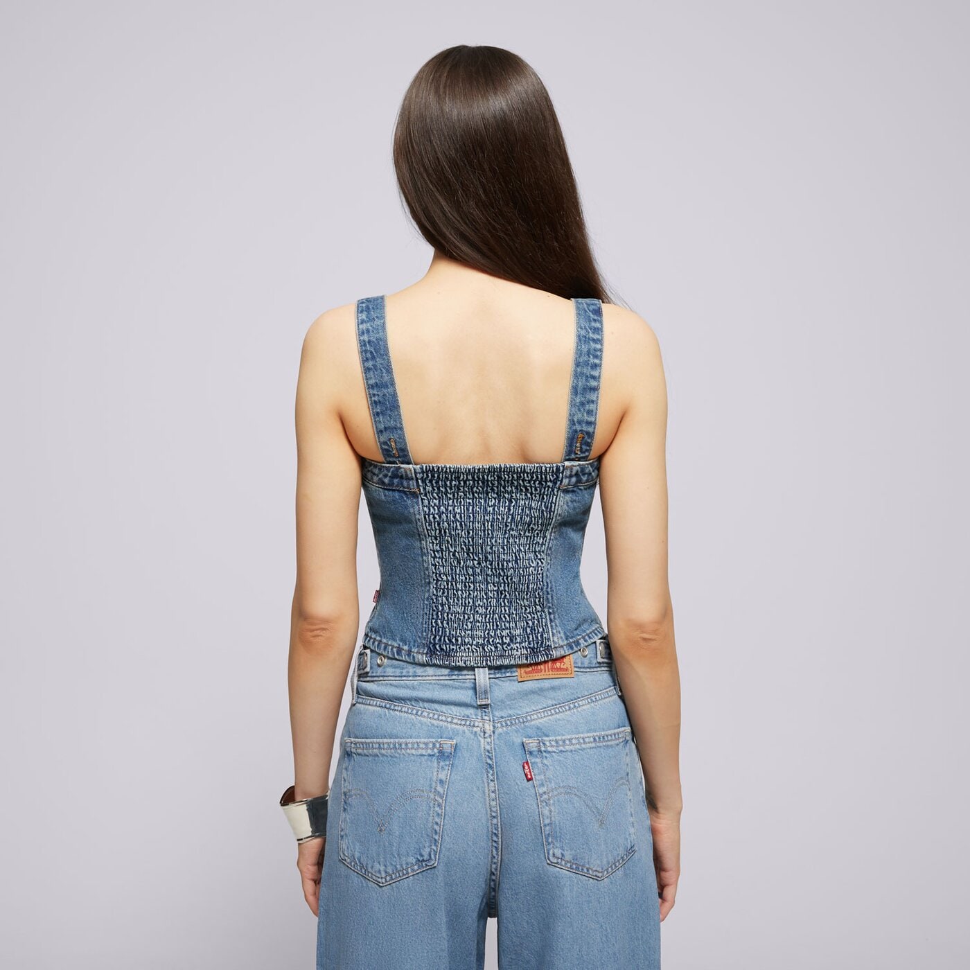 Дамска тениска LEVI'S ТОП SCULPTED BUSTIER MED. 001w4-0002 цвят син