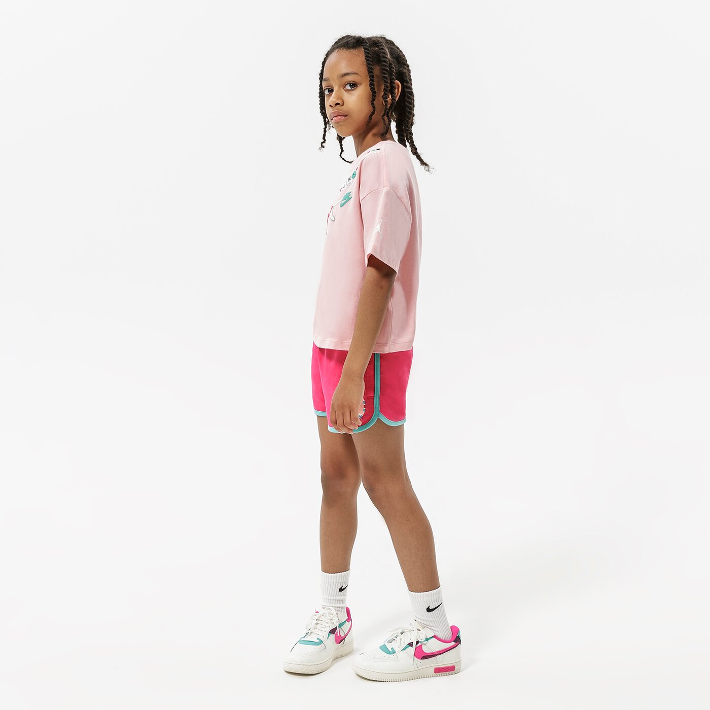 Детска тениска JORDAN ТЕНИСКА BRAIDED JUMBO JM TEE GIRL 45b598-a6p цвят розов