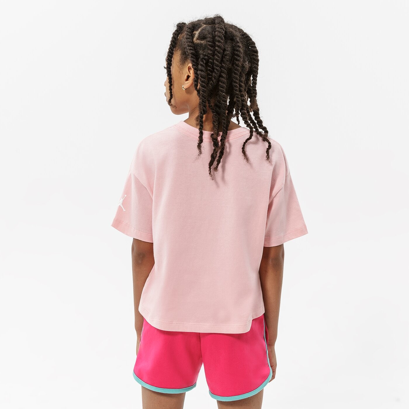 Детска тениска JORDAN ТЕНИСКА BRAIDED JUMBO JM TEE GIRL 45b598-a6p цвят розов