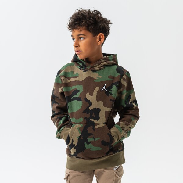 Детски суичър JORDAN СУИТЧЪР С КАЧУЛКА ESSENTIALS CAMO PO BOY 95a717-e4f цвят каки
