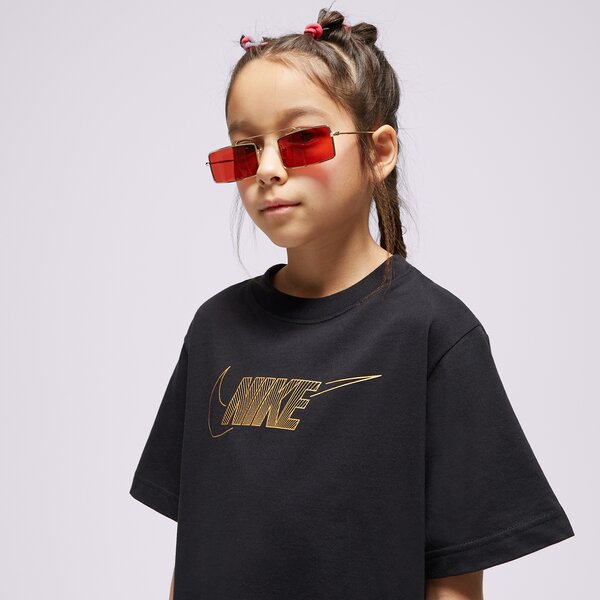 Детска тениска NIKE ТЕНИСКА G NSW TEE BOXY METALLIC HBR GIRL fj6785-010 цвят черен