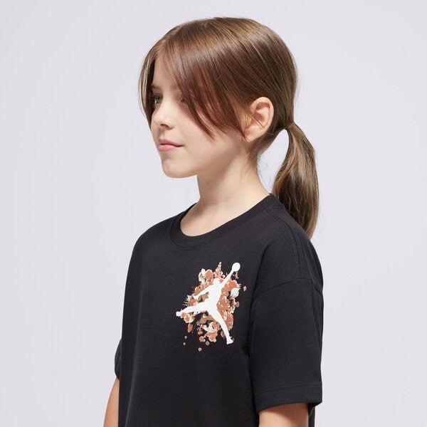 Детска тениска JORDAN ТЕНИСКА JDG FLORAL JUMPMAN SS TEE GIRL 45d450-023 цвят черен