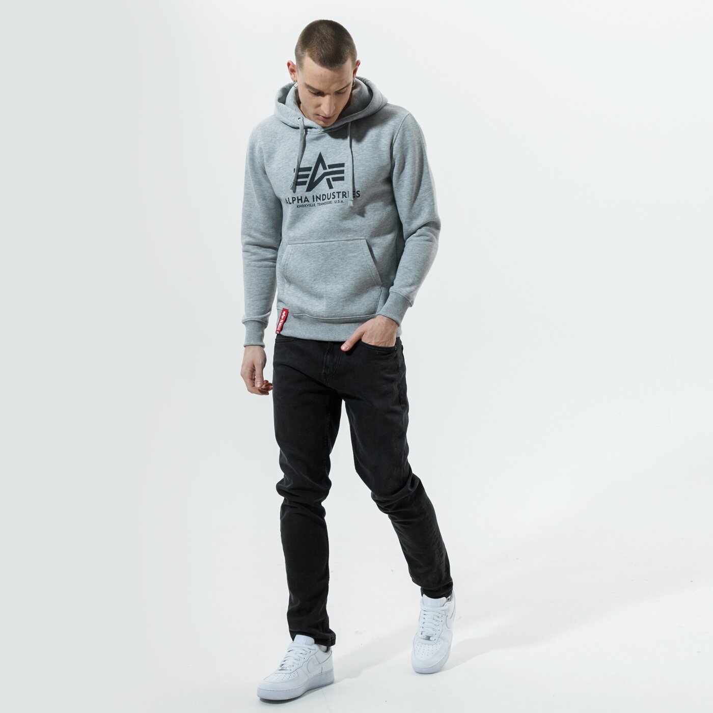 Мъжки суичър ALPHA INDUSTRIES СУИТЧЪР С КАЧУЛКА BASIC HOODY 178312-17 цвят сив