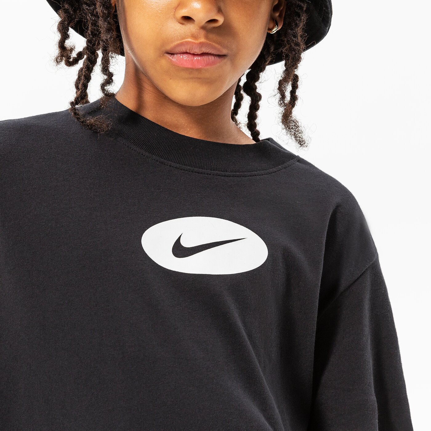 Детска тениска NIKE ТЕНИСКА G NK DF TEE ICON CLASH BOXY FR GIRL dq4392-010 цвят черен