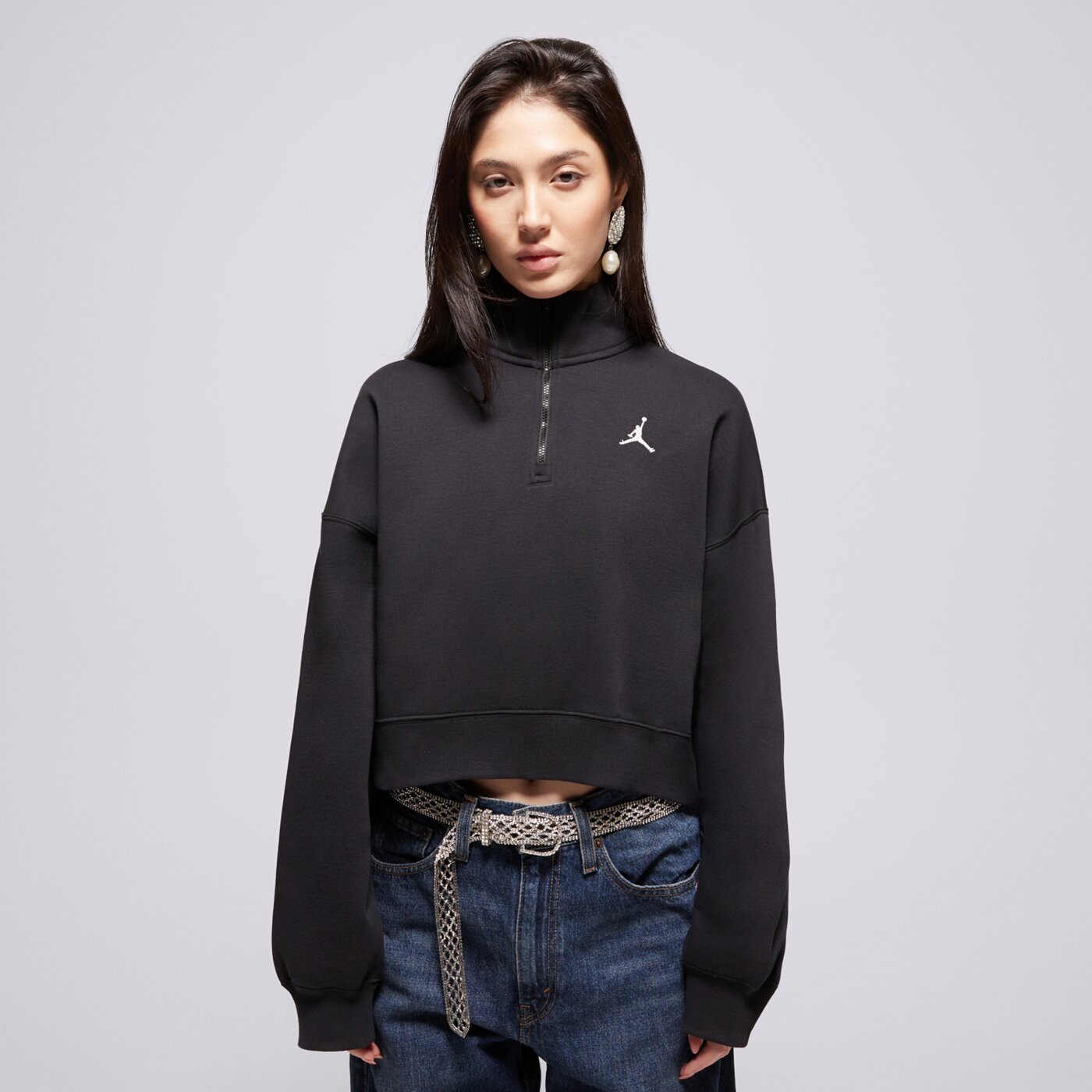 Дамски суичър JORDAN СУИТЧЪР СЪС ЗАКОПЧАВАНЕ W J BRK FLC QZ ТОП ih2391-010 цвят черен