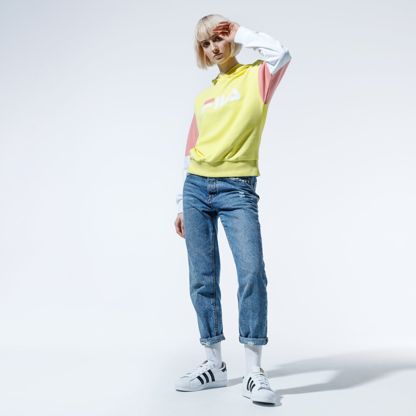 Дамски суичър FILA СУИТЧЪР С КАЧУЛКА BLOCKS AND LOGOS 687496a467 цвят жълт