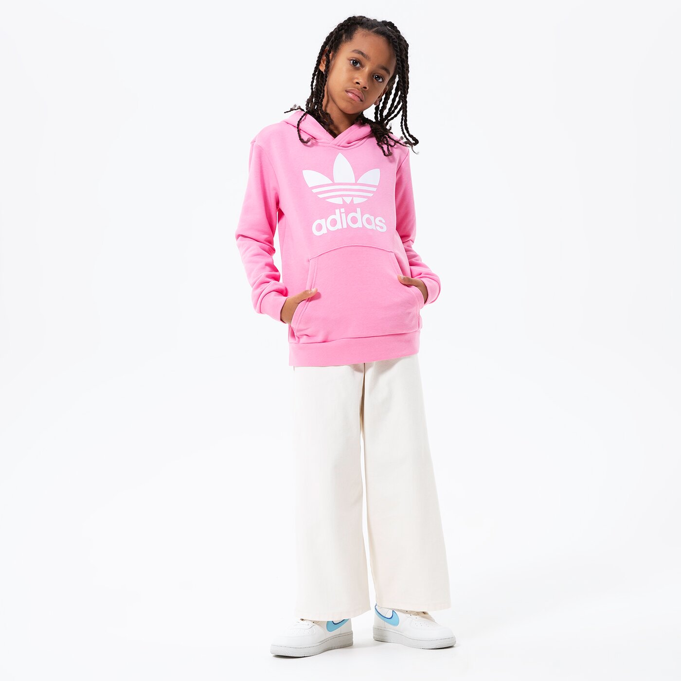 Детски суичър ADIDAS СУИТЧЪР С КАЧУЛКА TREFOIL HOODIE GIRL hk0271 цвят розов