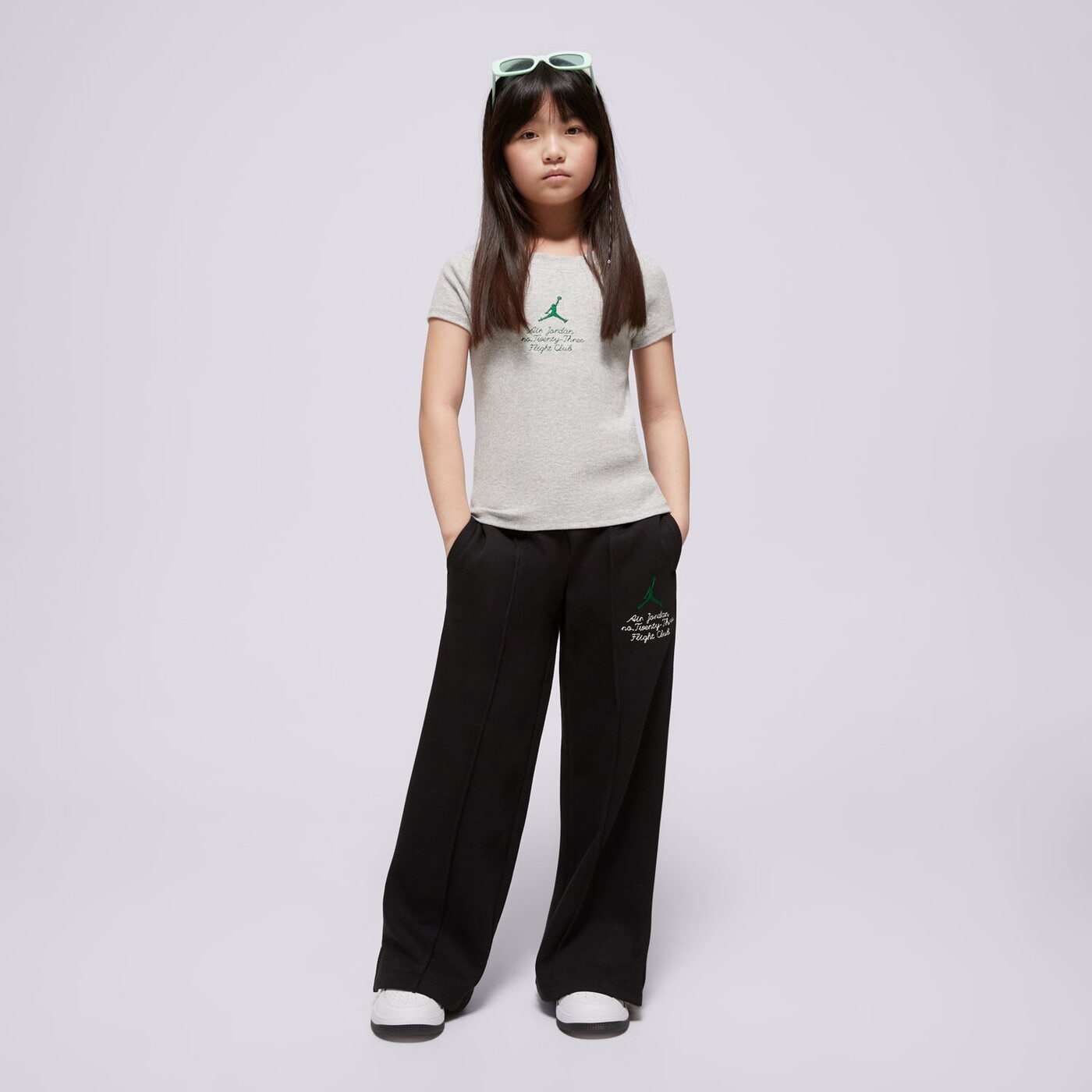 Детска тениска JORDAN ТЕНИСКА JDG COURT OF LEGENDS RIBBED TE GIRL 45d703-g2h цвят сив