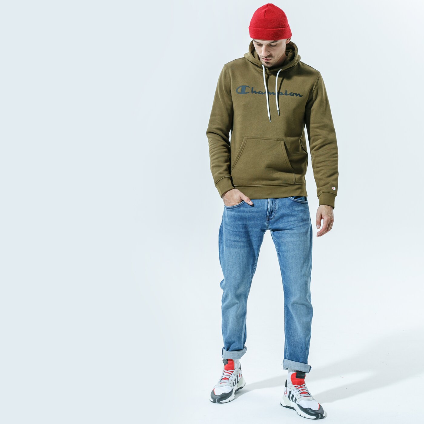 Мъжки суичър CHAMPION СУИТЧЪР С КАЧУЛКА HOODED SWEATSHIRT 214743ms549 цвят каки