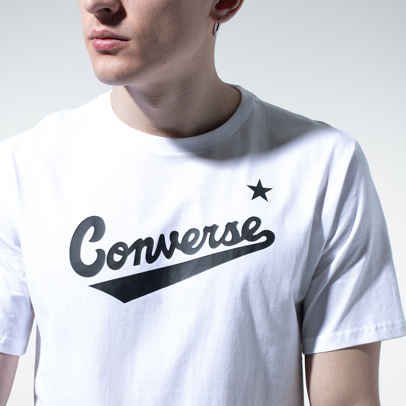 Мъжка тениска CONVERSE ТЕНИСКА CENTER FRONT LOGO TEE 10018235-a02 цвят бял