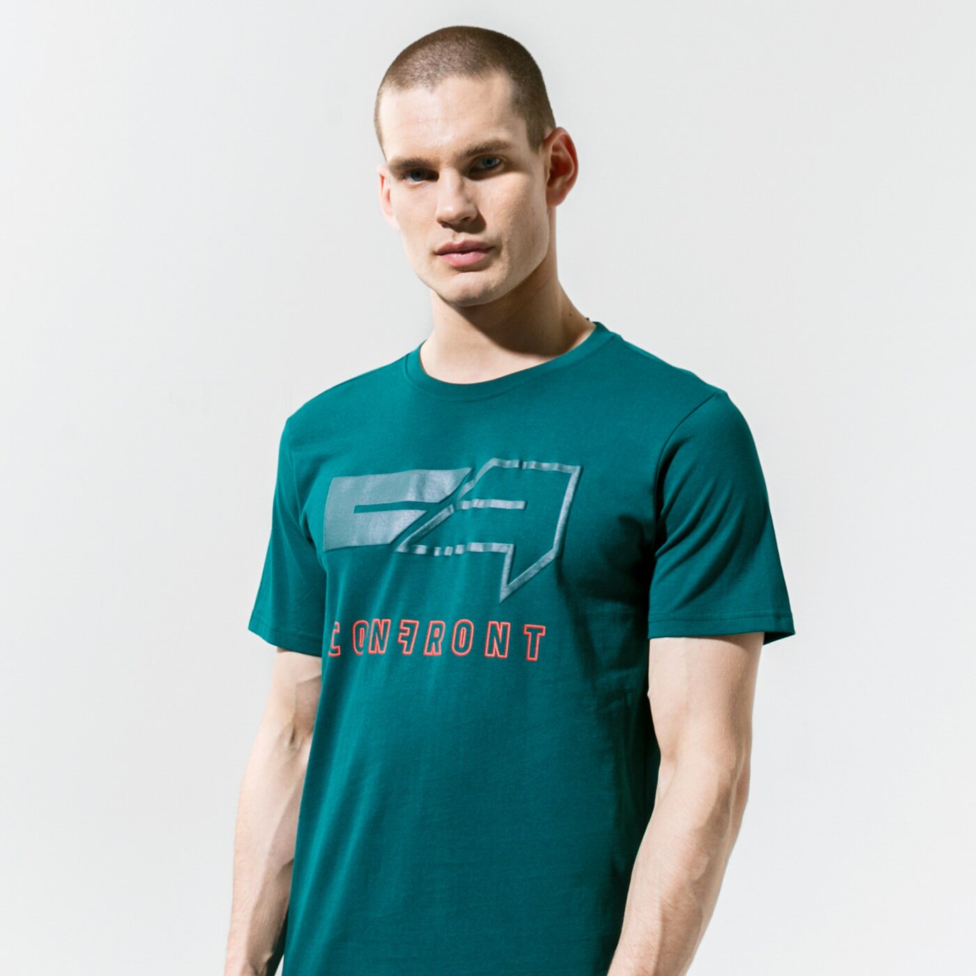 Мъжка тениска CONFRONT ТЕНИСКА BIG LOGO cf320tsm68001 цвят зелен