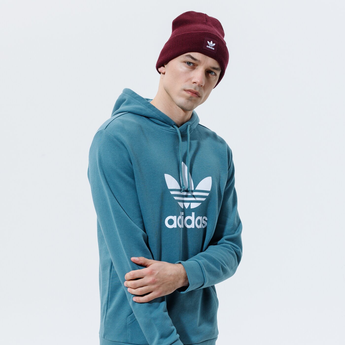 Мъжки суичър ADIDAS СУИТЧЪР С КАЧУЛКА TREFOIL HOODIE gn3461 цвят син