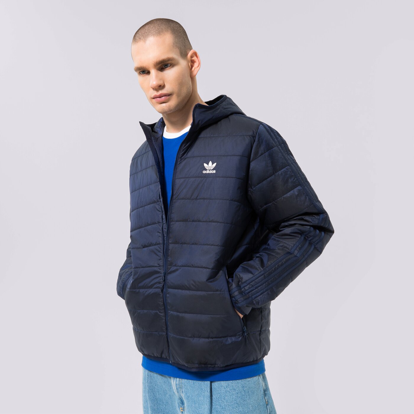 Мъжко зимно яке ADIDAS ЯКЕ ПУХЕН PAD HOODED PUFF hl9210 цвят син
