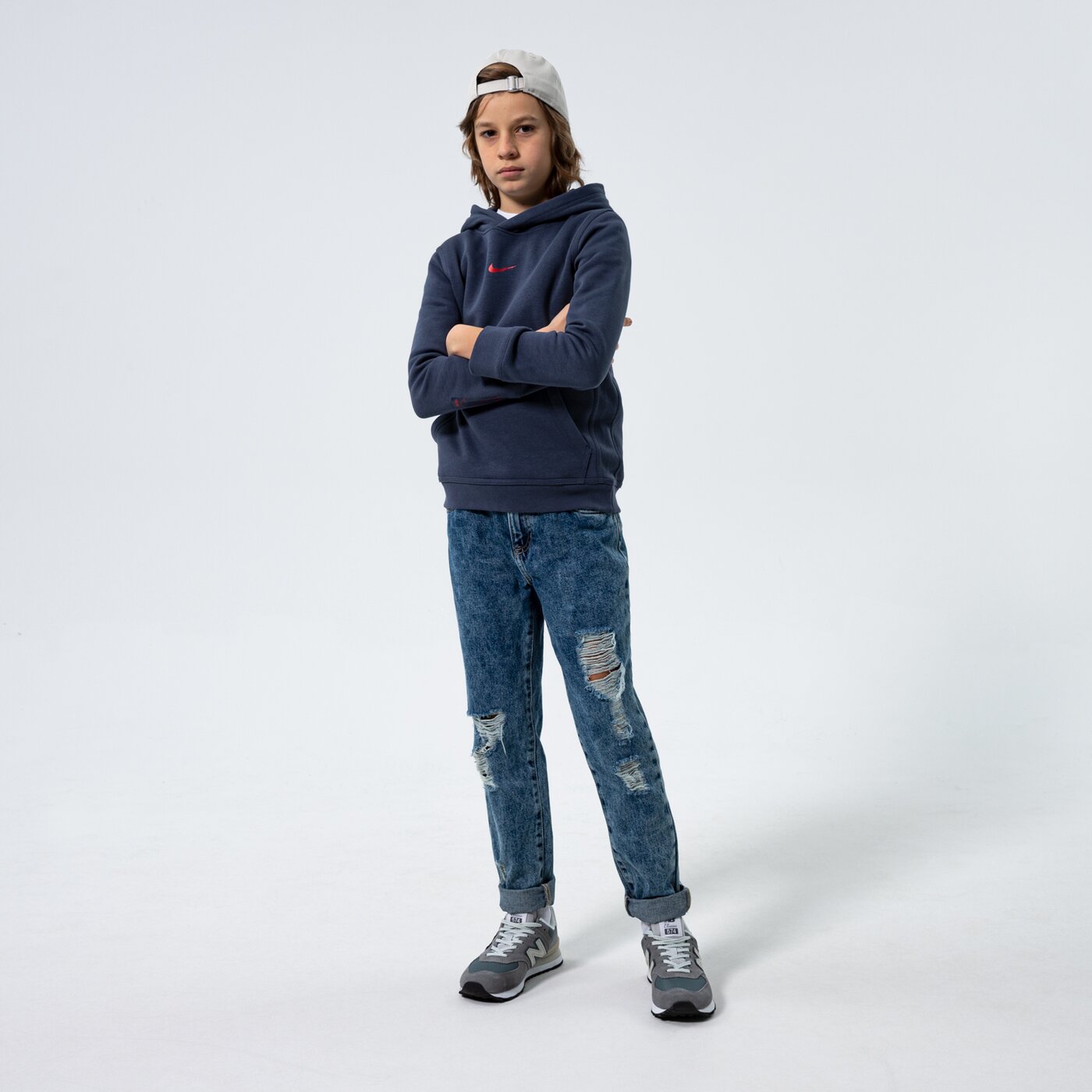 Детски суичър NIKE СУИТЧЪР С КАЧУЛКА B NSW ZIGZAG FLC BOY do2669-437 цвят тъмносин