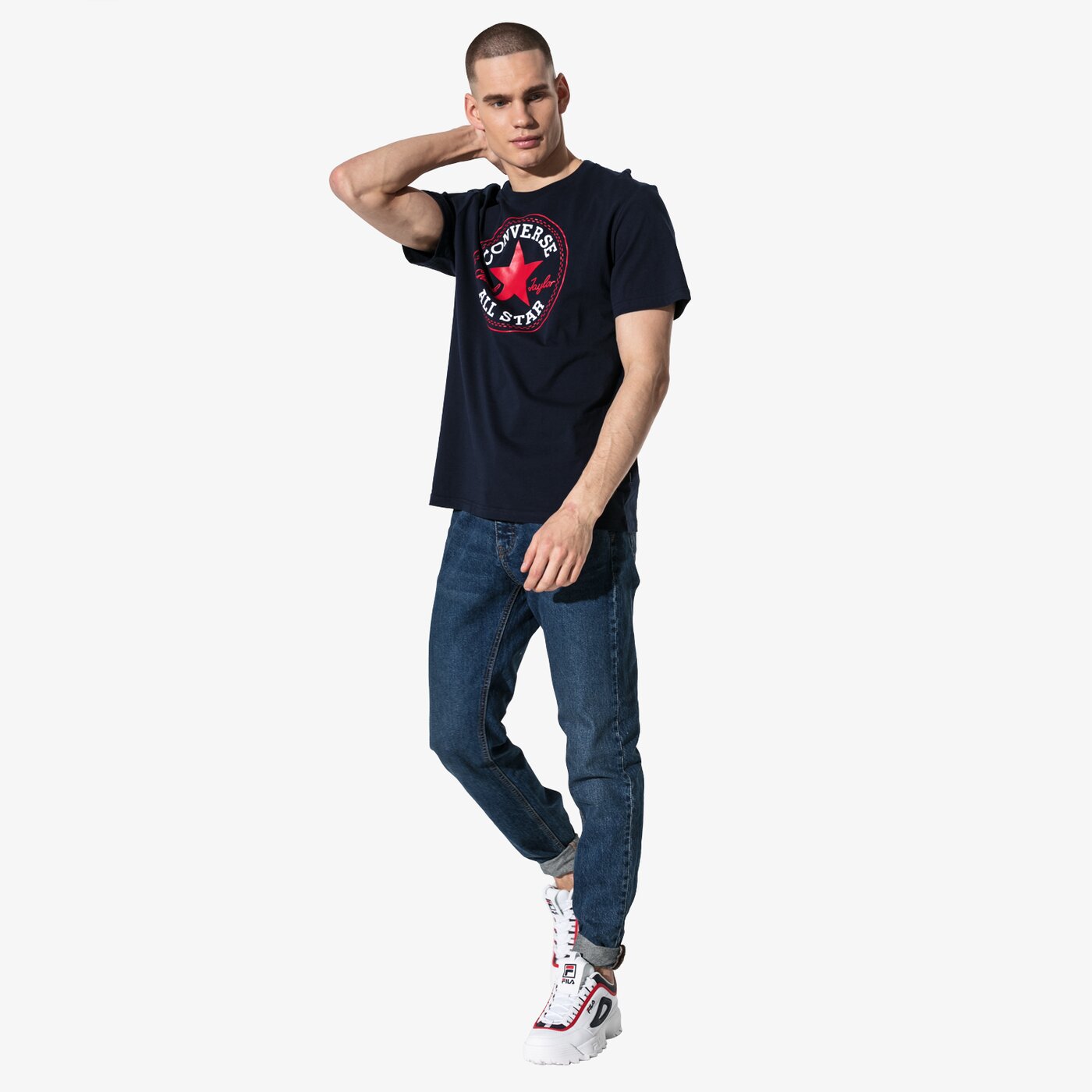 Мъжка тениска CONVERSE ТЕНИСКА SS CHUCK PATCH TEE 10007887-a02 цвят тъмносин