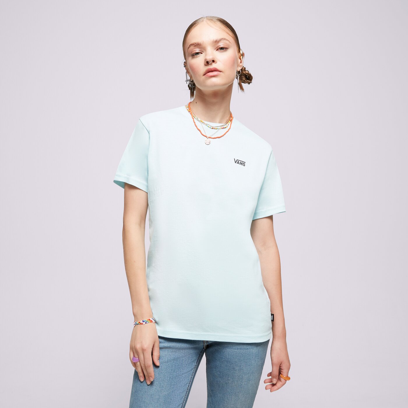 Дамска тениска VANS ТЕНИСКА LEFT CHEST LOGO TEE EM vn0a7rsrg5o цвят син