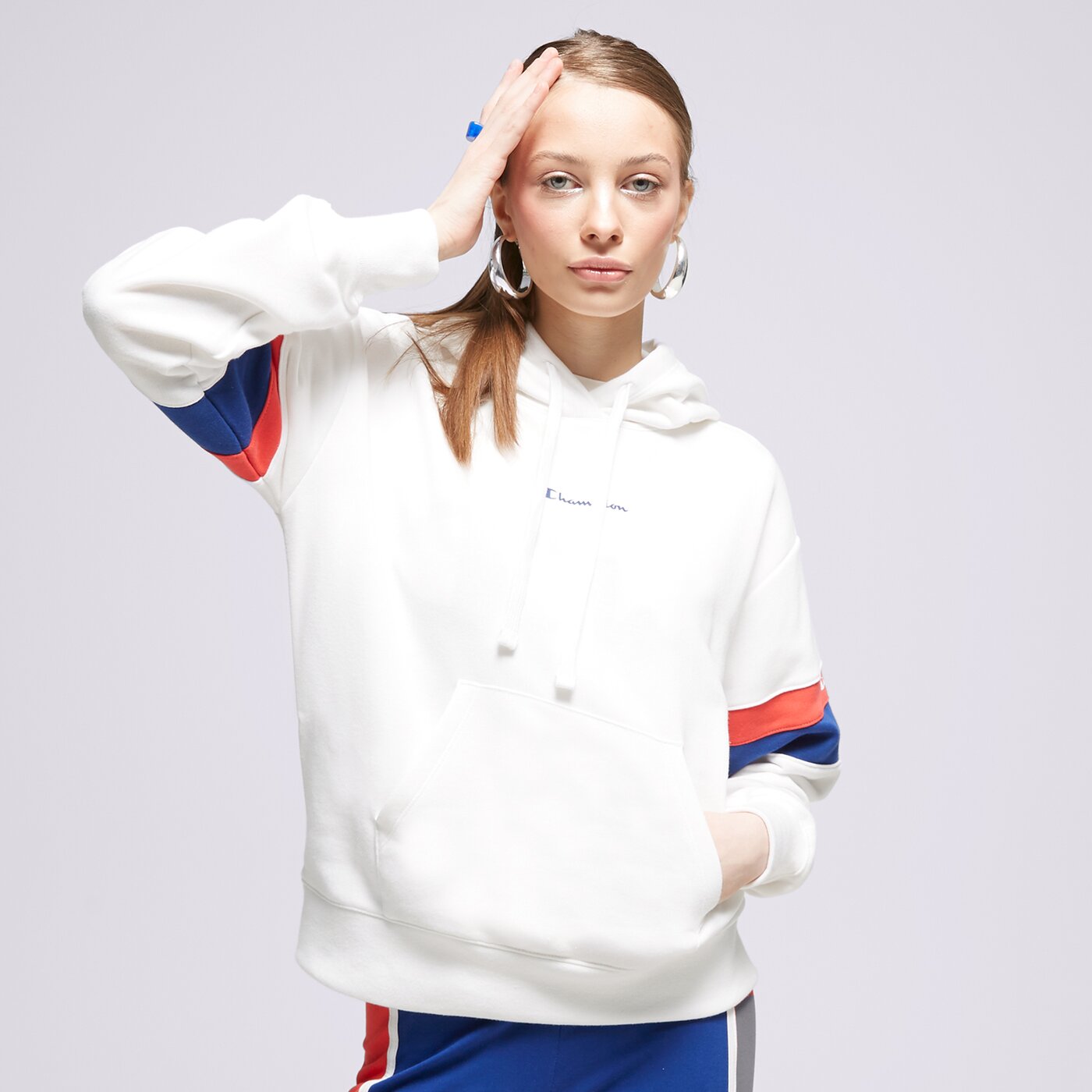 Дамски суичър CHAMPION СУИТЧЪР С КАЧУЛКА HOODED SWEATSHIRT 116222ww001 цвят бял