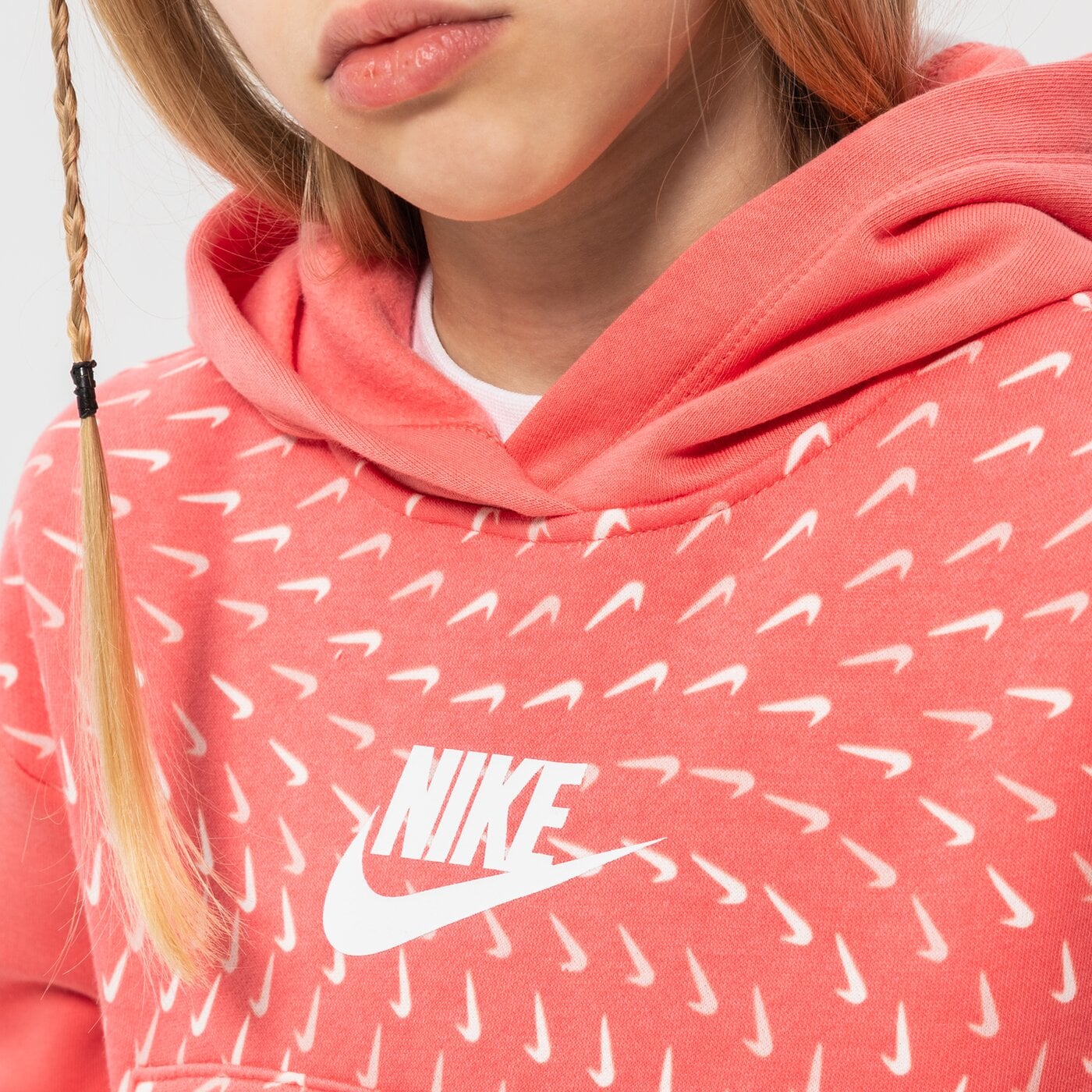 Детски суичър NIKE СУИТЧЪР С КАЧУЛКА G NSW FLC AOP HOODIE GIRL dm8231-603 цвят розов