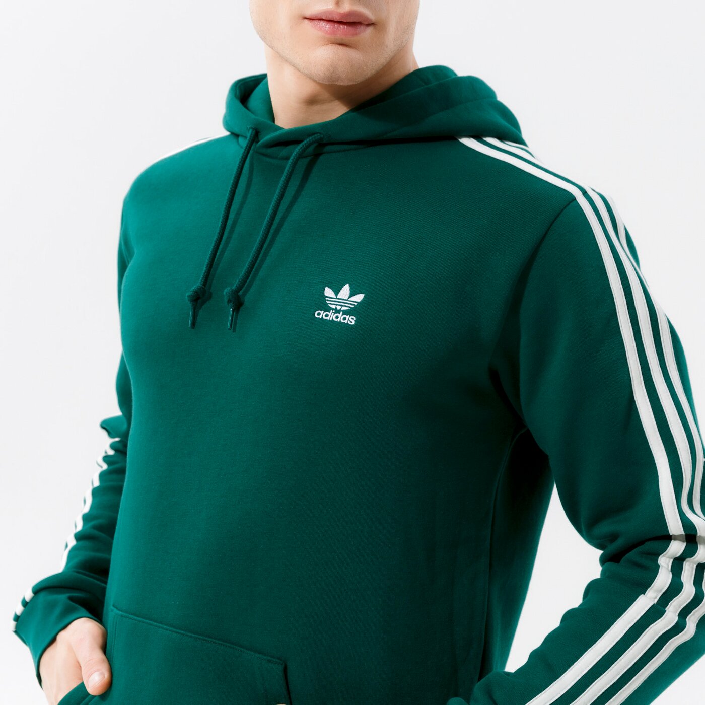 Мъжки суичър ADIDAS СУИТЧЪР С КАЧУЛКА 3-STRIPES HOODY he9475 цвят зелен
