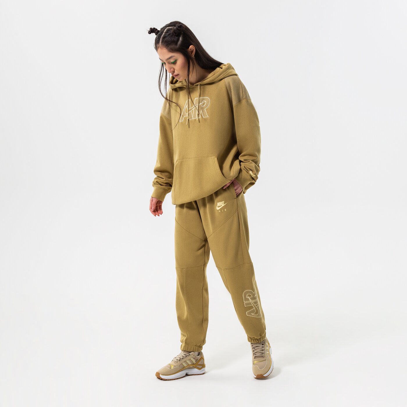 Дамски суичър NIKE СУИТЧЪР С КАЧУЛКА W NSW AIR FLC HOODIE dm6059-769 цвят горчица